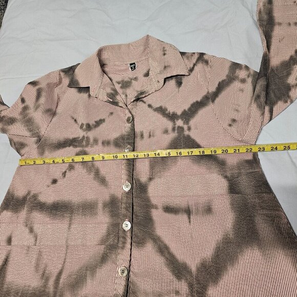 Dress to Kill Women Top Tunic Blouse Shirt One Size Tied Dye Button Up Long/Slee - Picture 6 of 15